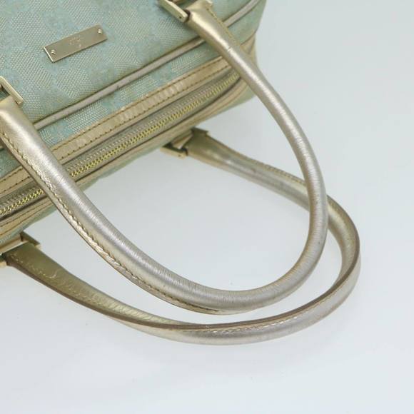 GUCCI GG Canvas Hand Bag Light Blue Gold Tone Auth ac2720 - Picture 7 of 16